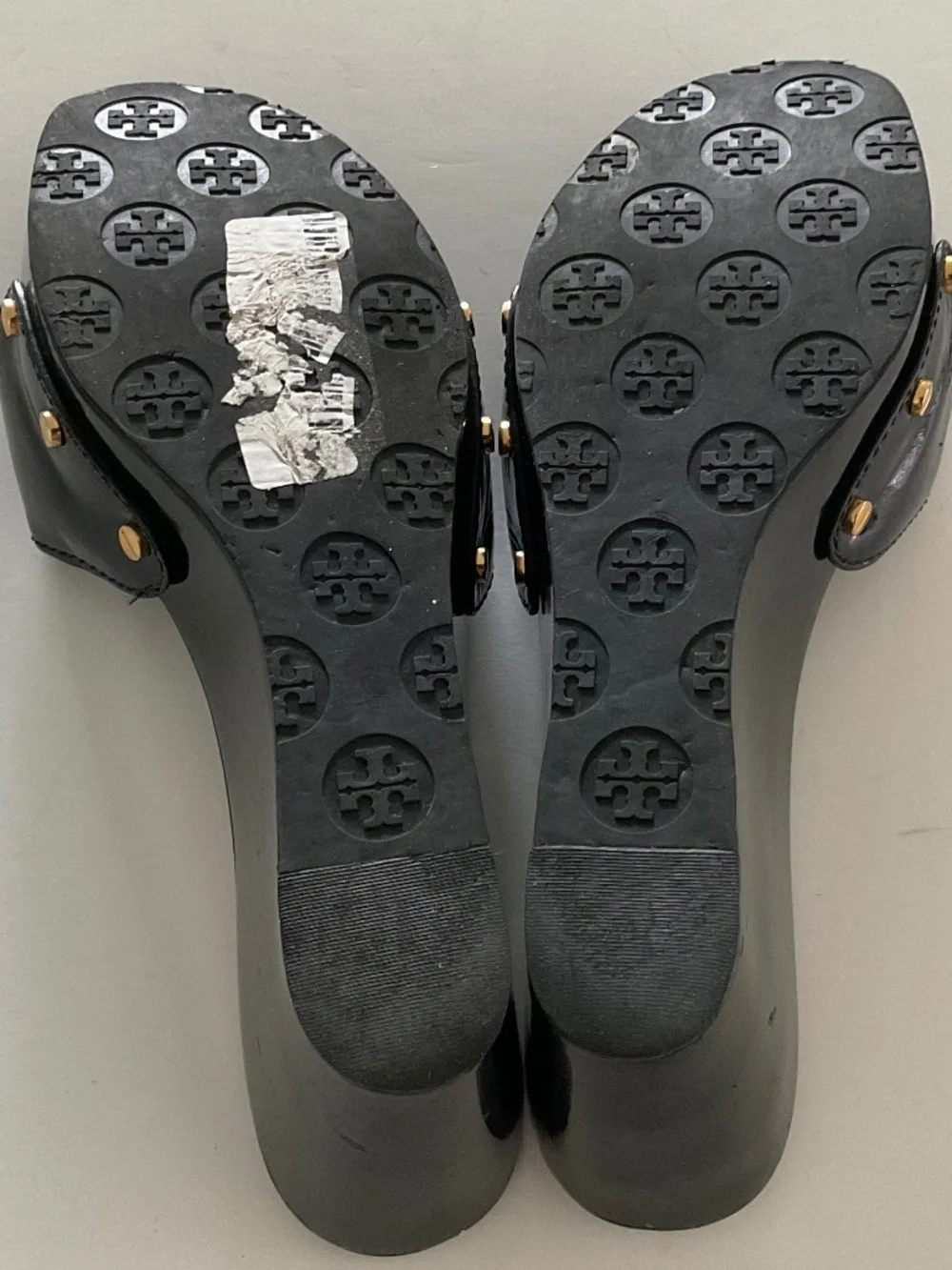 TORY BURCH Rosie Logo Buckle Platform Wedge Sandals in Black Patent  Size 8.5